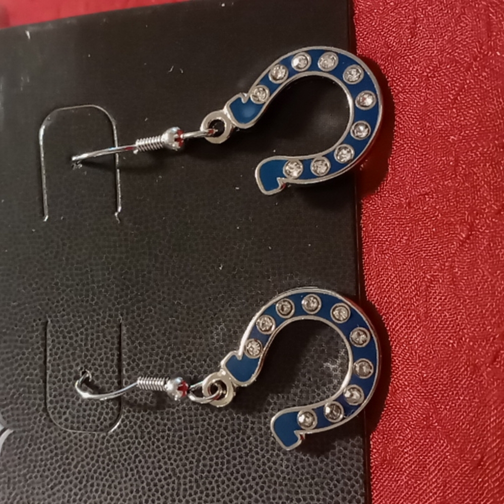 NFL COLTS dangle earrings with rhinestones nwt.